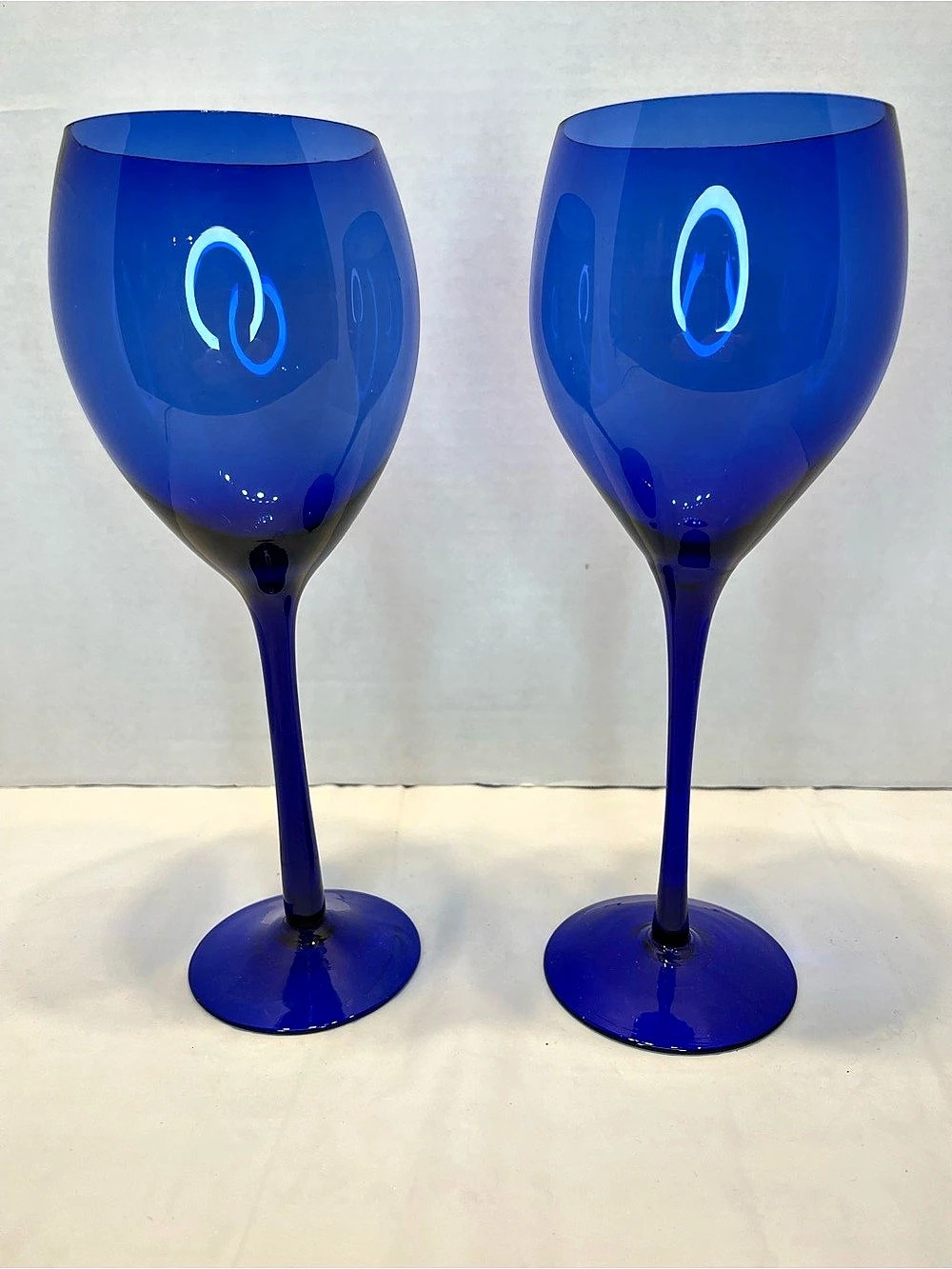 Blue Cobalt Stemmed Wine Glasses Set of 2